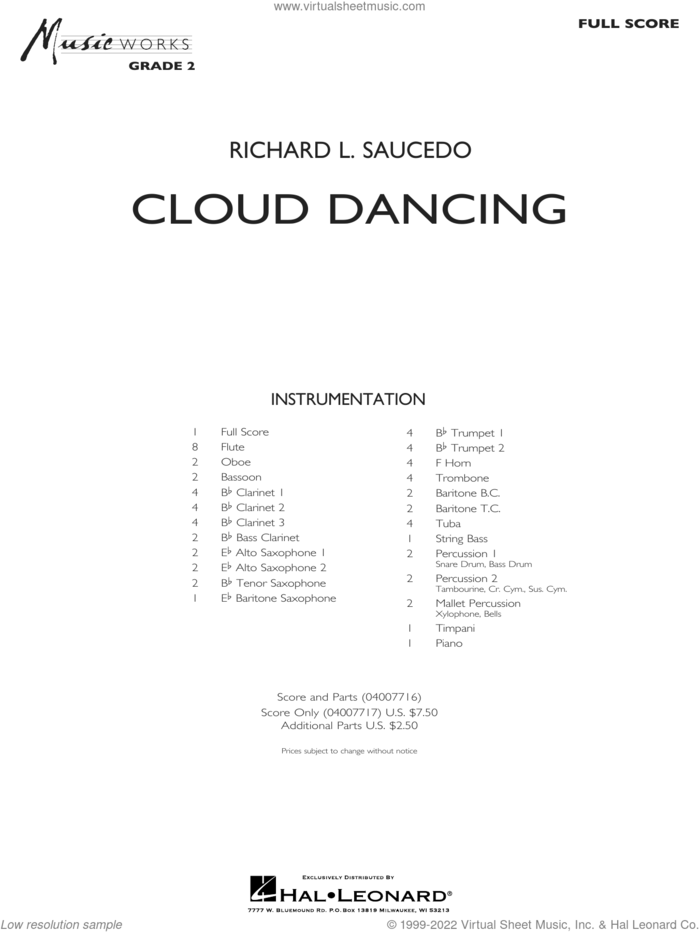 Cloud Dancing (COMPLETE) sheet music for concert band by Richard L. Saucedo, intermediate skill level
