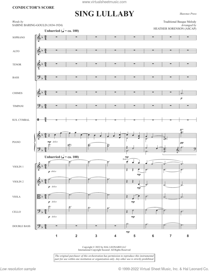 Sing Lullaby (arr. Heather Sorenson) (COMPLETE) sheet music for orchestra/band by Heather Sorenson and Miscellaneous, intermediate skill level