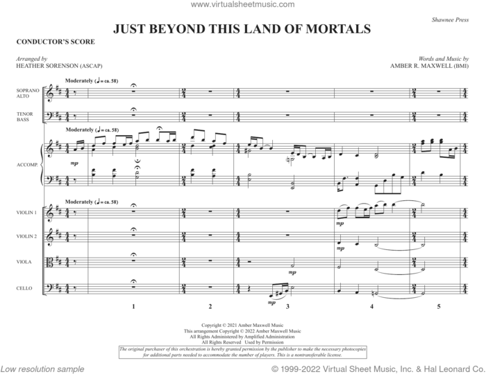 Just Beyond This Land of Mortals (arr. Heather Sorenson) sheet music for orchestra/band (Strings) by Amber R. Maxwell and Heather Sorenson, intermediate skill level