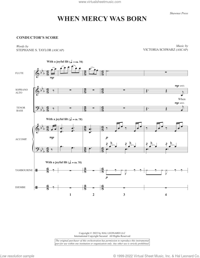 When Mercy Was Born (COMPLETE) sheet music for orchestra/band by Stephanie S. Taylor and Victoria Schwarz, intermediate skill level