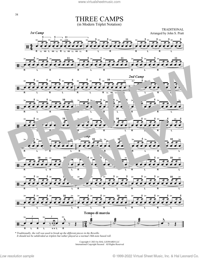 Three Camps sheet music for Snare Drum Solo (percussions, drums), classical score, intermediate skill level