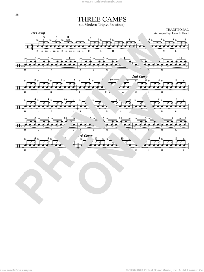 Three Camps sheet music for Snare Drum Solo (percussions, drums), classical score, intermediate skill level