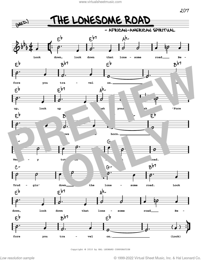 The Lonesome Road (arr. Robert Rawlins) sheet music for voice and other instruments (real book with lyrics)  and Robert Rawlins, intermediate skill level