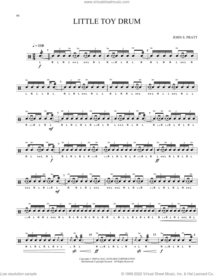 Little Toy Drum sheet music for Snare Drum Solo (percussions, drums) by John S. Pratt, classical score, intermediate skill level