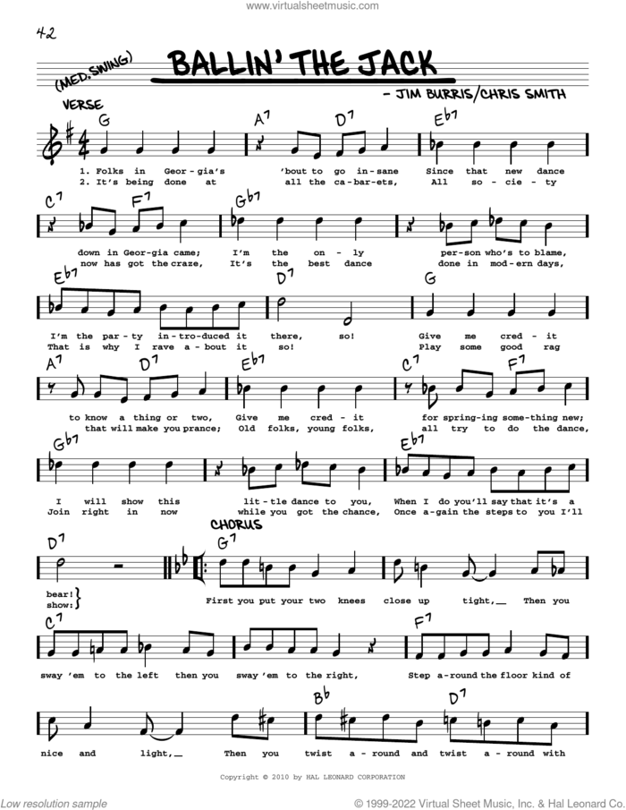 Ballin' The Jack (arr. Robert Rawlins) sheet music for voice and other instruments (real book with lyrics) by Jim Burris, Robert Rawlins and Chris Smith, intermediate skill level