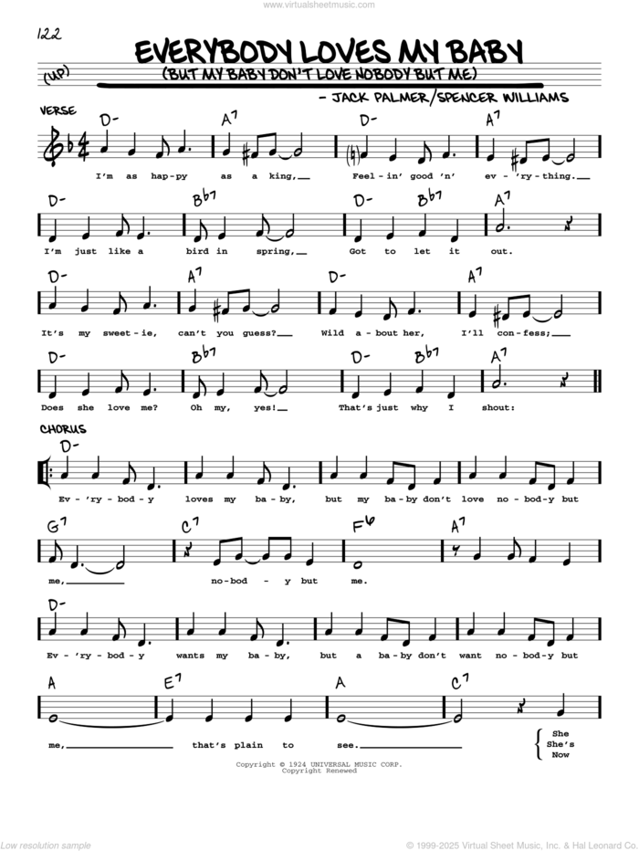 Everybody Loves My Baby (But My Baby Don't Love Nobody But Me) (arr. Robert Rawlins) sheet music for voice and other instruments (real book with lyrics) by Clarence Williams and The Blue Five, Robert Rawlins, Jack Palmer and Spencer Williams, intermediate skill level