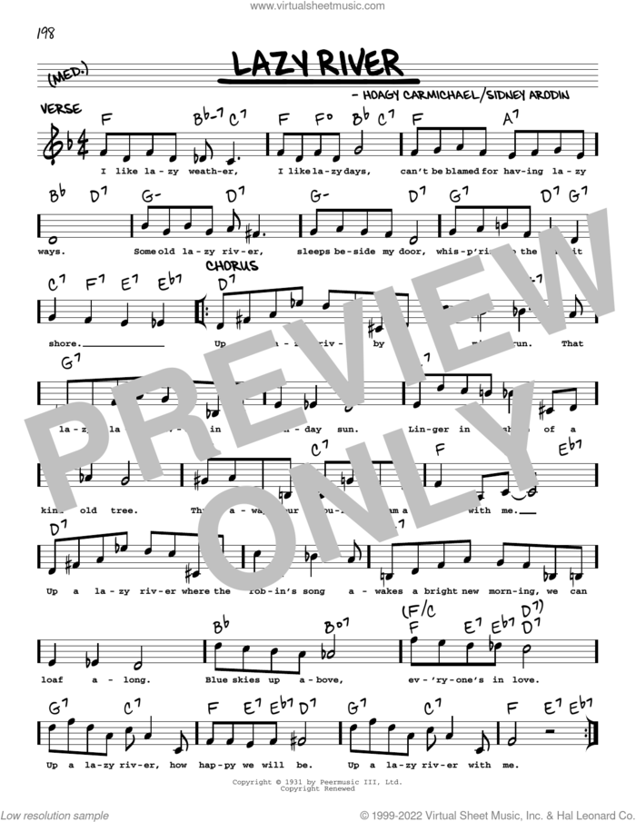 Lazy River (arr. Robert Rawlins) sheet music for voice and other instruments (real book with lyrics) by Bobby Darin, Robert Rawlins, Hoagy Carmichael and Sidney Arodin, intermediate skill level