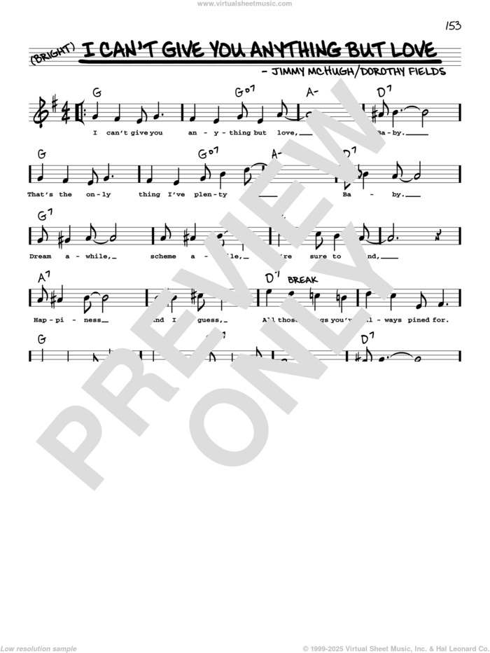 I Can't Give You Anything But Love (arr. Robert Rawlins) sheet music for voice and other instruments (real book with lyrics) by Dorothy Fields, Robert Rawlins and Jimmy McHugh, intermediate skill level