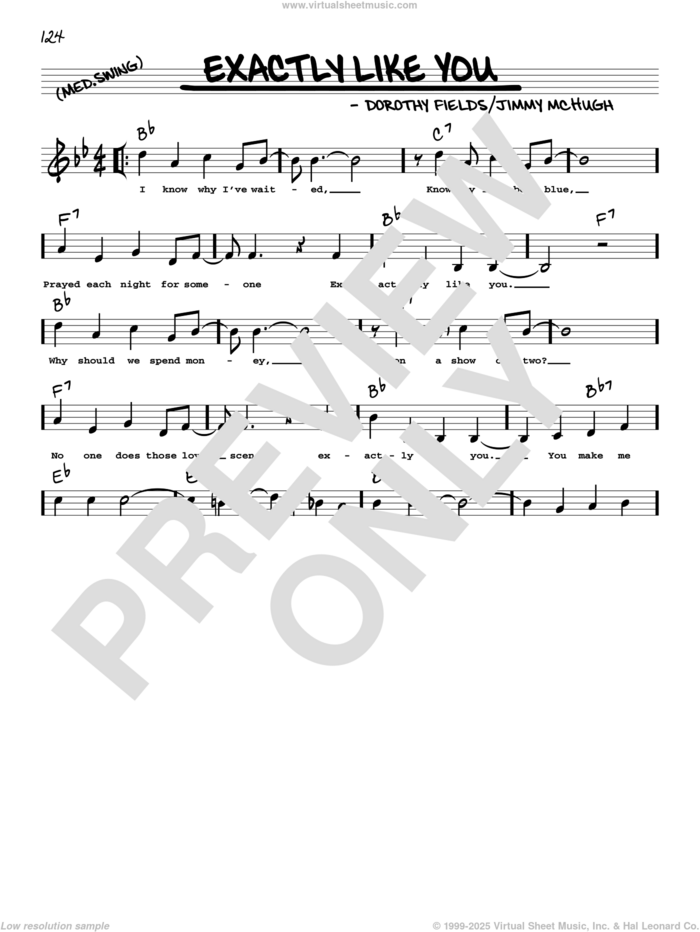 Exactly Like You (arr. Robert Rawlins) sheet music for voice and other instruments (real book with lyrics) by Dorothy Fields, Robert Rawlins and Jimmy McHugh, intermediate skill level