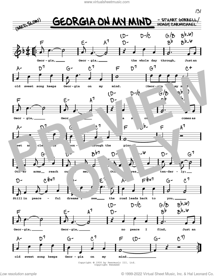 Georgia On My Mind (arr. Robert Rawlins) sheet music for voice and other instruments (real book with lyrics) by Ray Charles, Robert Rawlins, Willie Nelson, Hoagy Carmichael and Stuart Gorrell, intermediate skill level
