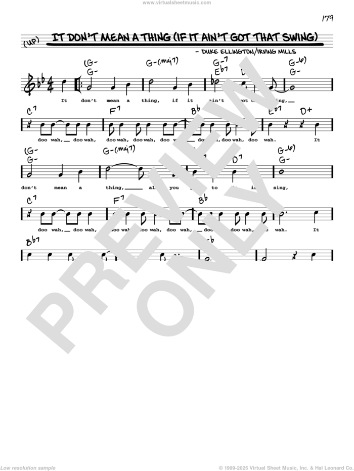 It Don't Mean A Thing (If It Ain't Got That Swing) (arr. Robert Rawlins) sheet music for voice and other instruments (real book with lyrics) by Duke Ellington, Robert Rawlins and Irving Mills, intermediate skill level