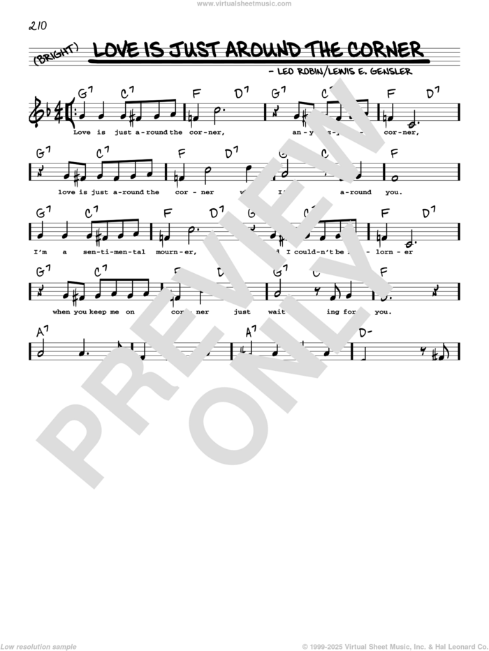 Love Is Just Around The Corner (arr. Robert Rawlins) sheet music for voice and other instruments (real book with lyrics) by Coleman Hawkins, Robert Rawlins, Leo Robin and Lewis E. Gensler, intermediate skill level