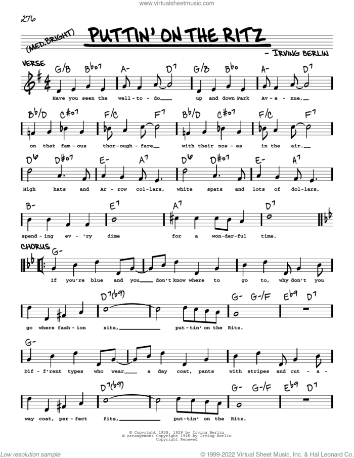 Puttin' On The Ritz (arr. Robert Rawlins) sheet music for voice and other instruments (real book with lyrics) by Taco, Robert Rawlins and Irving Berlin, intermediate skill level