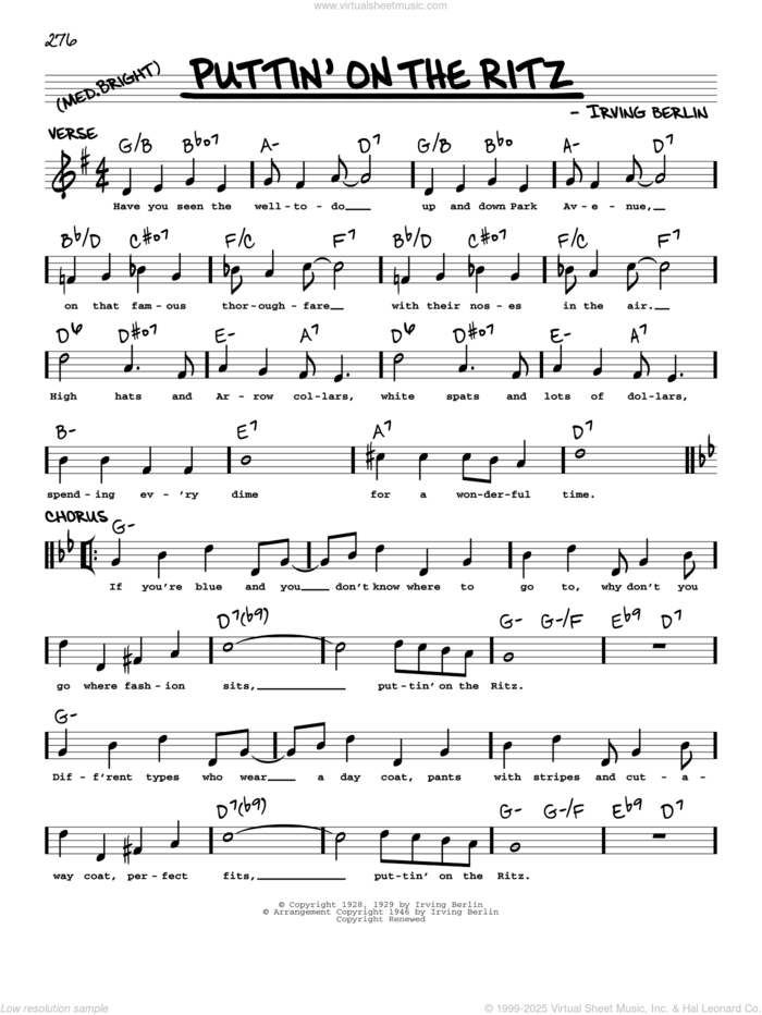 Puttin' On The Ritz (arr. Robert Rawlins) sheet music for voice and other instruments (real book with lyrics) by Taco, Robert Rawlins and Irving Berlin, intermediate skill level