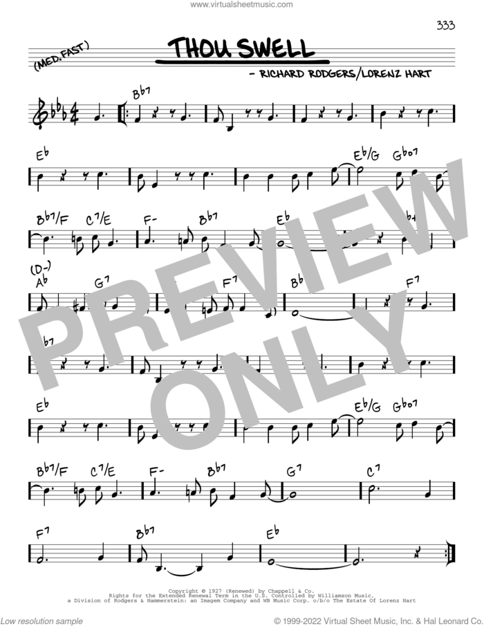 Thou Swell (arr. Robert Rawlins) sheet music for voice and other instruments (real book with lyrics) by Rodgers & Hart, Robert Rawlins, Lorenz Hart and Richard Rodgers, intermediate skill level
