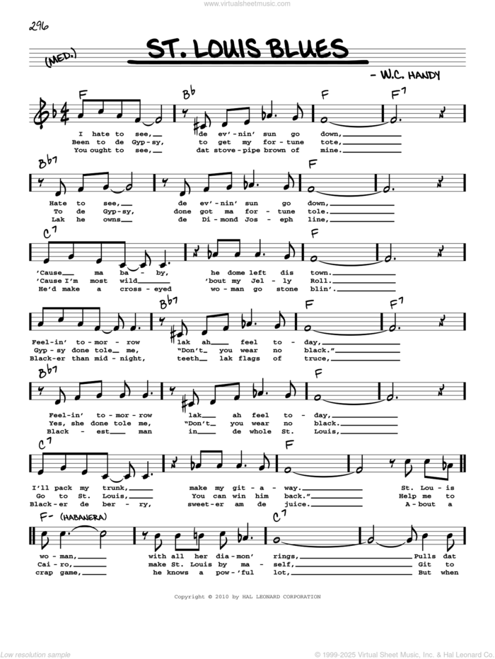 St. Louis Blues (arr. Robert Rawlins) sheet music for voice and other instruments (real book with lyrics) by W.C. Handy and Robert Rawlins, intermediate skill level