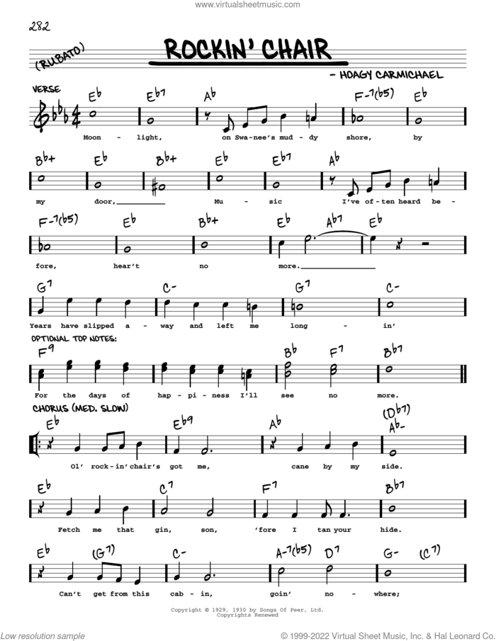 Rockin' Chair (arr. Robert Rawlins) sheet music for voice and other instruments (real book with lyrics) by Hoagy Carmichael and Robert Rawlins, intermediate skill level