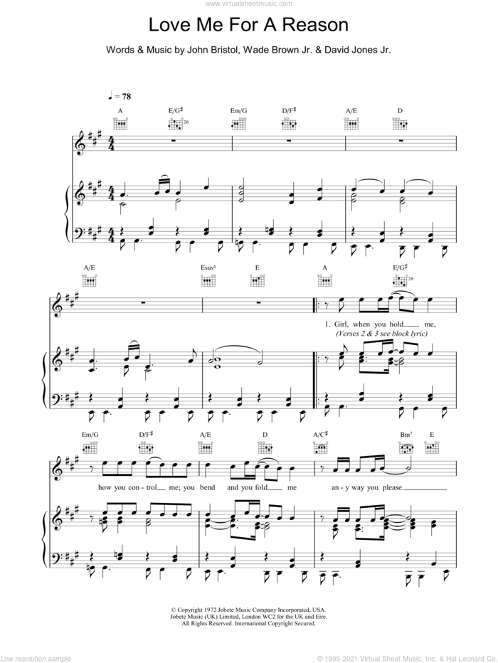 Love Me For A Reason sheet music for voice, piano or guitar by Boyzone, intermediate skill level