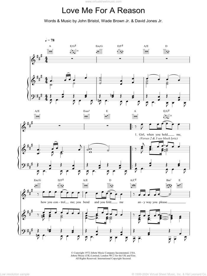 Love Me For A Reason sheet music for voice, piano or guitar by Boyzone, intermediate skill level