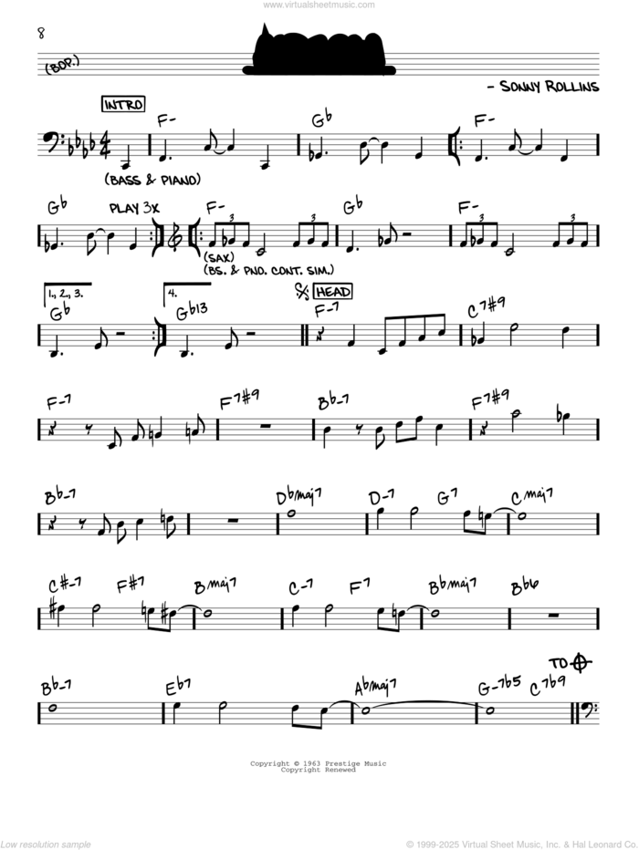 Airegin sheet music for voice and other instruments (real book) by John Coltrane and Sonny Rollins, intermediate skill level