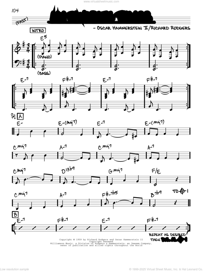 My Favorite Things sheet music for voice and other instruments (real book) by John Coltrane, Oscar II Hammerstein and Richard Rodgers, intermediate skill level