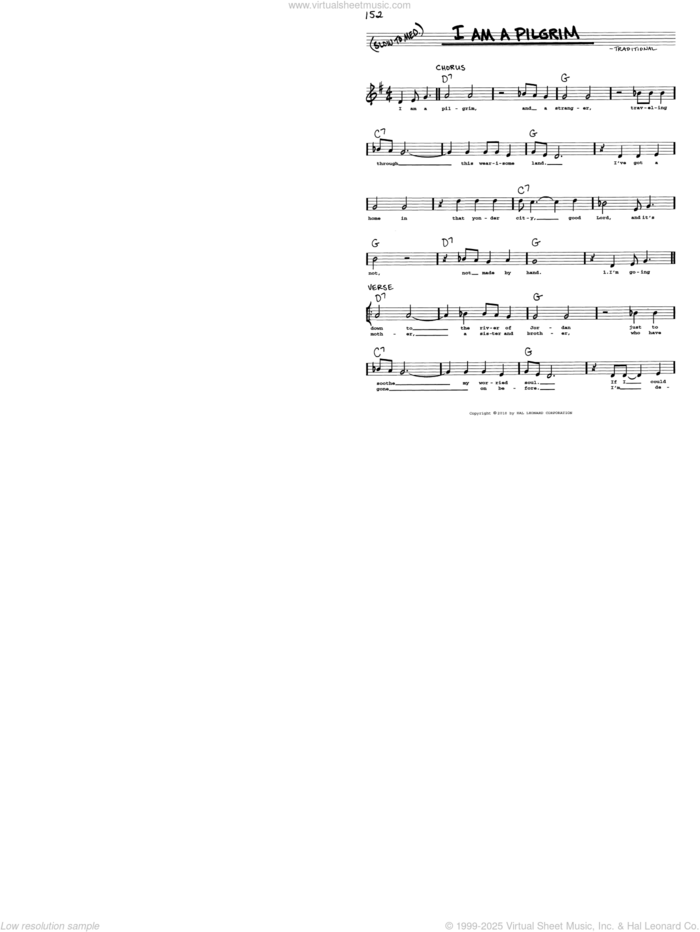 I Am A Pilgrim sheet music for voice and other instruments (real book with lyrics), intermediate skill level