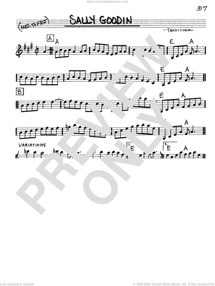 Sally Goodin sheet music for voice and other instruments (real book with lyrics), intermediate skill level