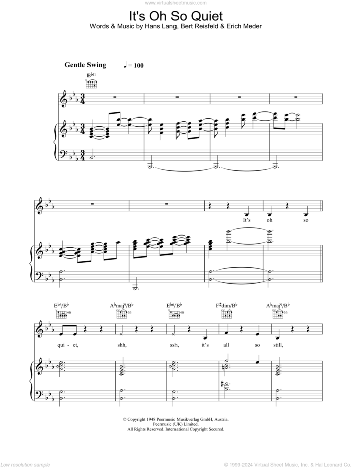 It's Oh So Quiet sheet music for voice, piano or guitar by Lisa Ekdahl, intermediate skill level
