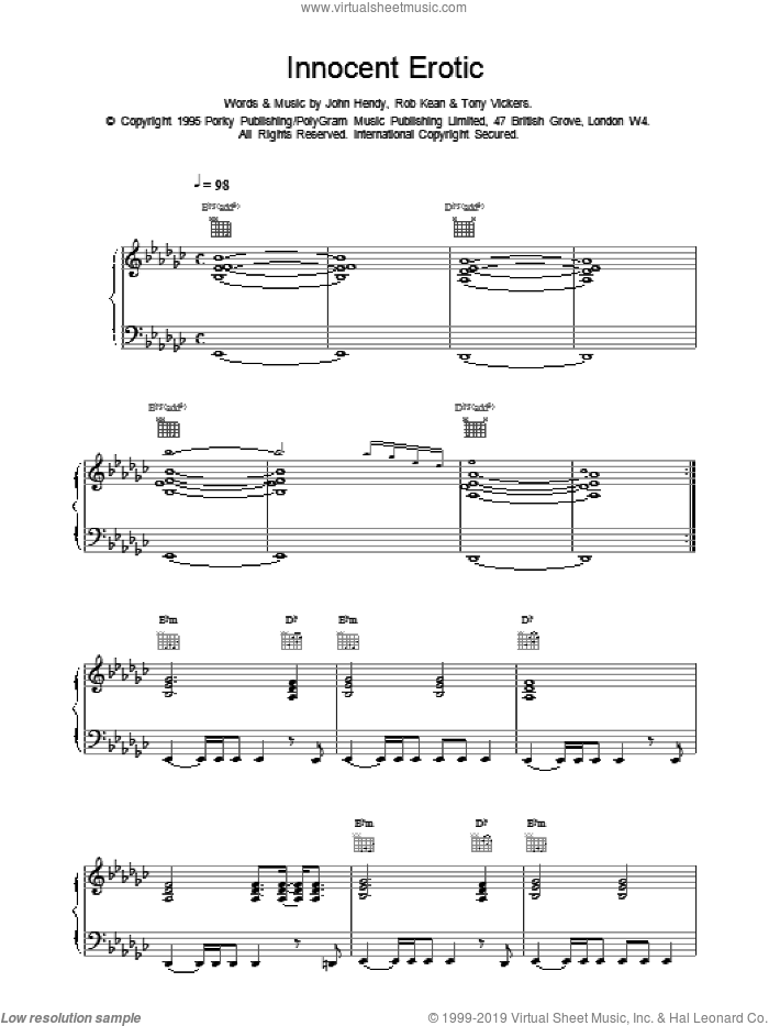 Innocent Erotic sheet music for voice, piano or guitar by East 17, intermediate skill level