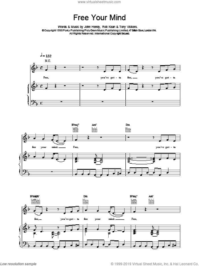 Free Your Mind sheet music for voice, piano or guitar by East 17, intermediate skill level