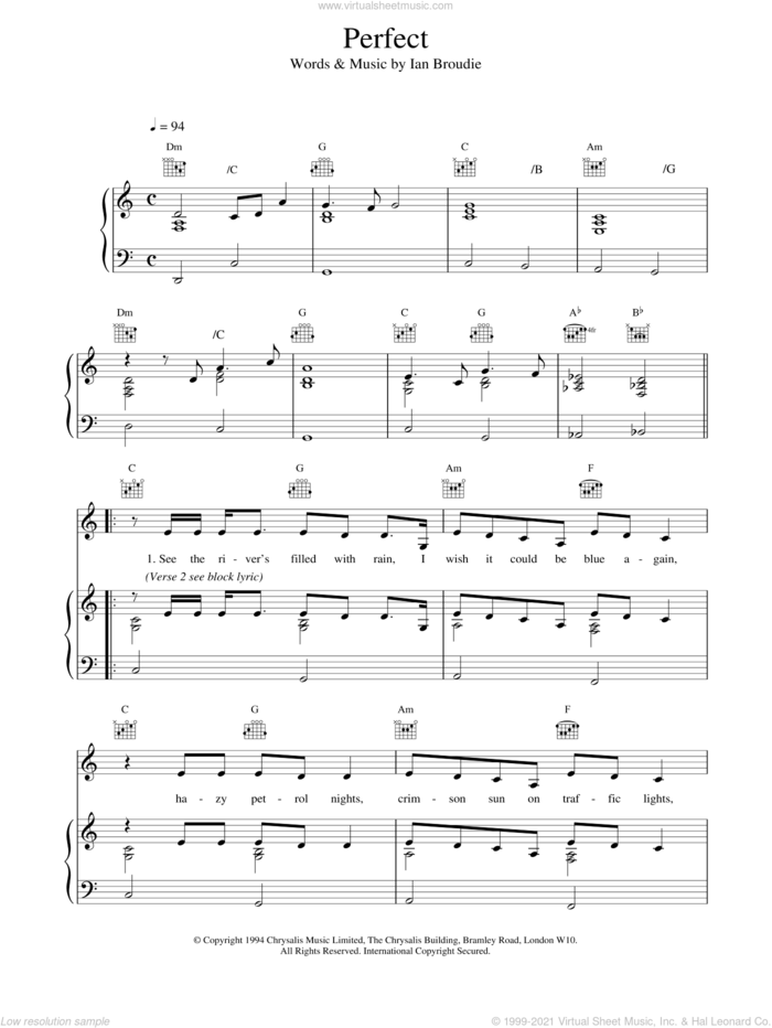 Perfect sheet music for voice, piano or guitar by The Lightning Seeds, intermediate skill level