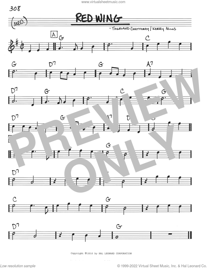 Red Wing sheet music for voice and other instruments (real book with lyrics) by Kerry Mills and Thurland Chattaway, intermediate skill level