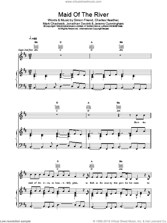Maid Of The River sheet music for voice, piano or guitar by The Levellers, intermediate skill level
