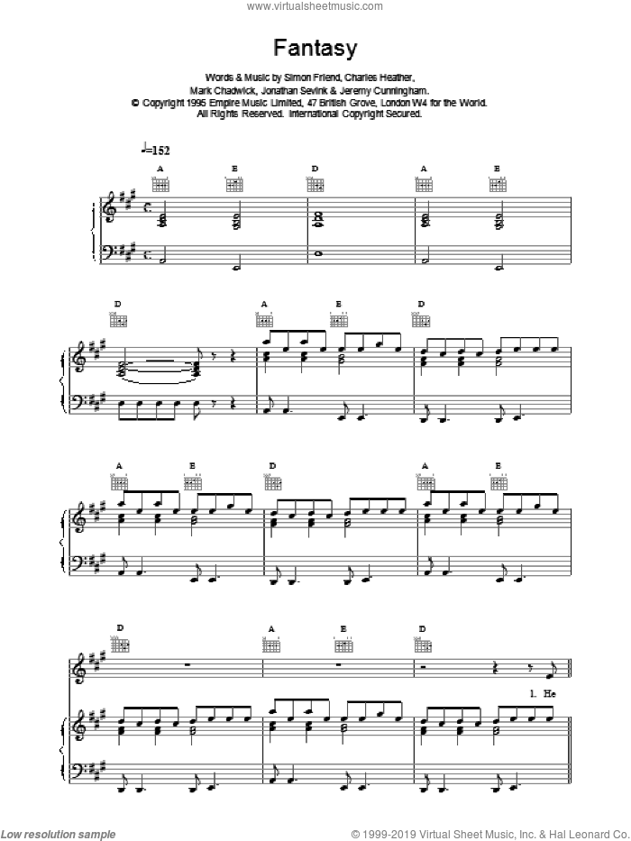 Fantasy sheet music for voice, piano or guitar by The Levellers, intermediate skill level