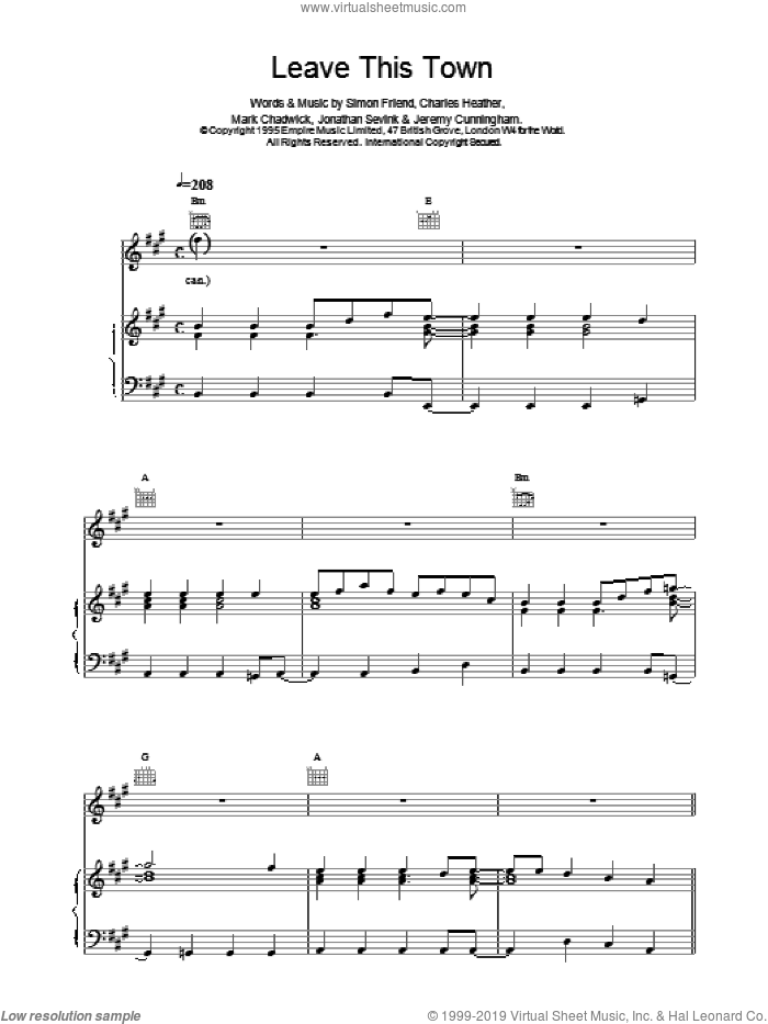 Leave This Town sheet music for voice, piano or guitar by The Levellers, intermediate skill level