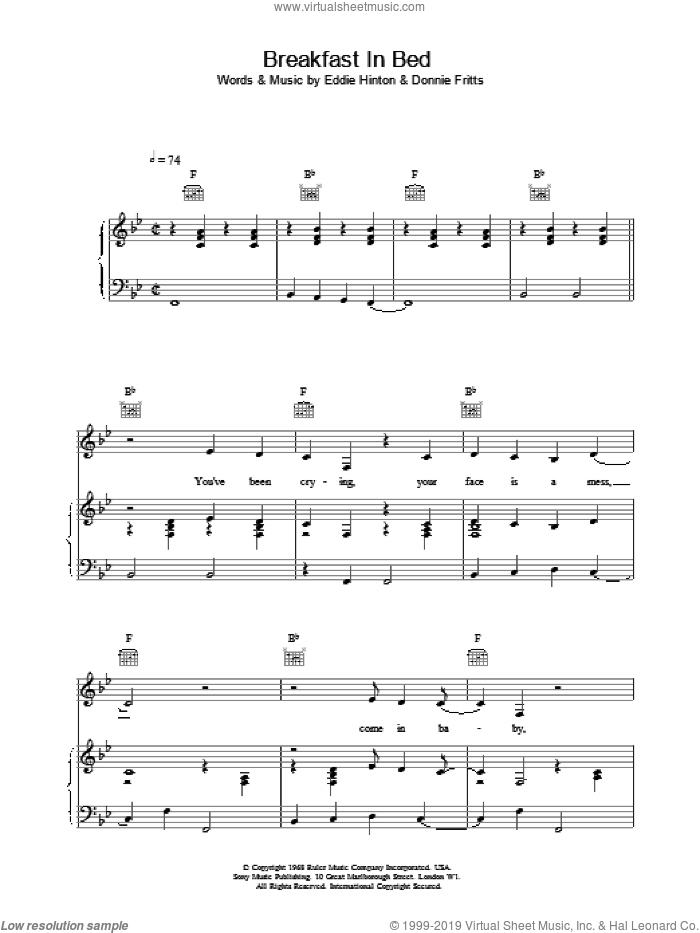 Breakfast In Bed sheet music for voice, piano or guitar by UB40, intermediate skill level