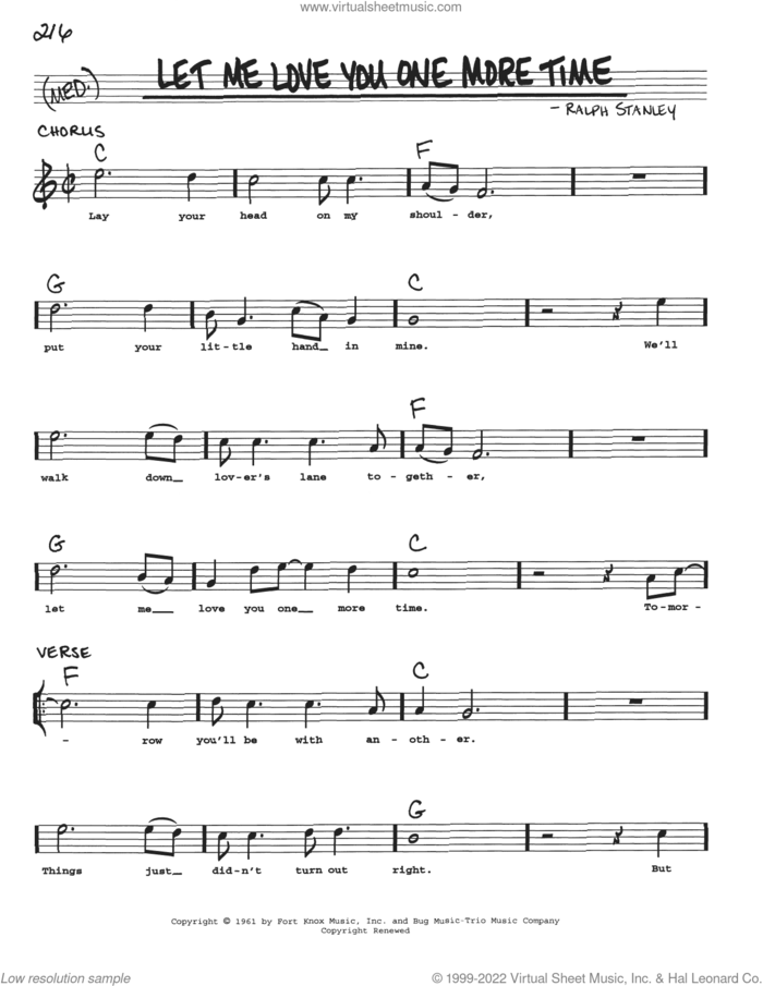 Let Me Love You One More Time sheet music for voice and other instruments (real book with lyrics) by Ralph Stanley, intermediate skill level