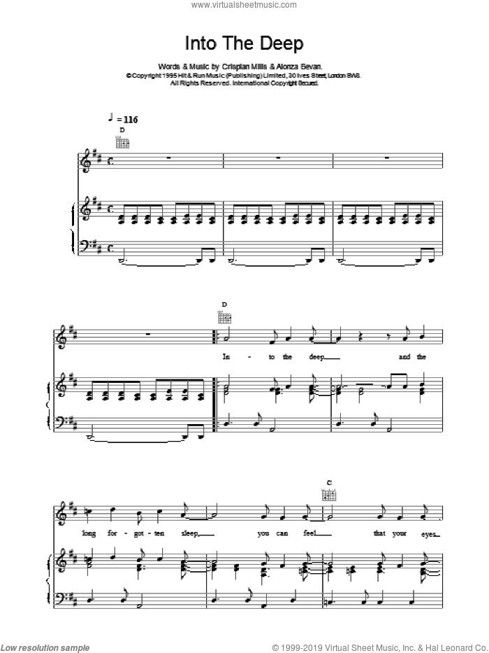 Into The Deep sheet music for voice, piano or guitar by Kula Shaker, intermediate skill level