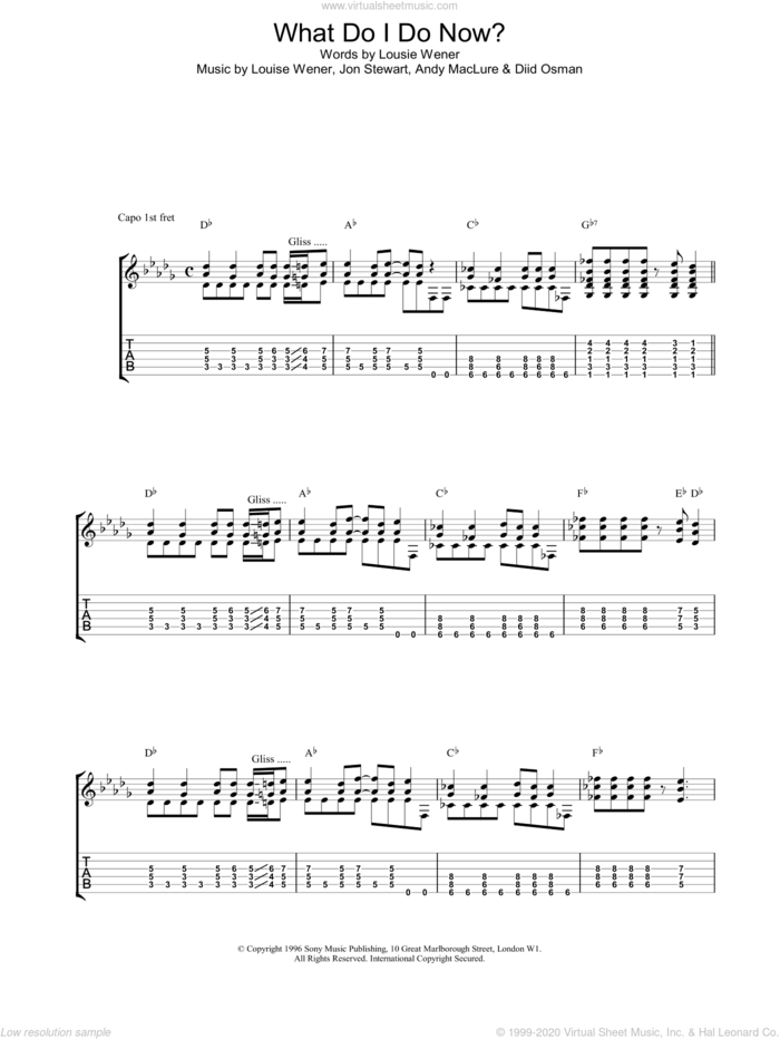 What Do I Do Now? sheet music for guitar (tablature) by Sleeper, intermediate skill level