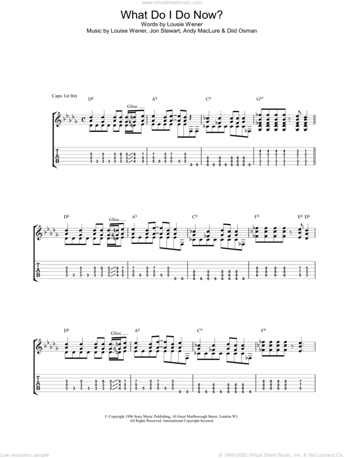 What Do I Do Now? sheet music for guitar (tablature) by Sleeper, intermediate skill level