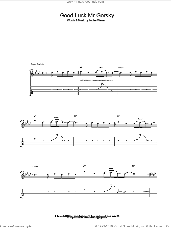 Good Luck Mr Gorsky sheet music for guitar (tablature) by Sleeper, intermediate skill level