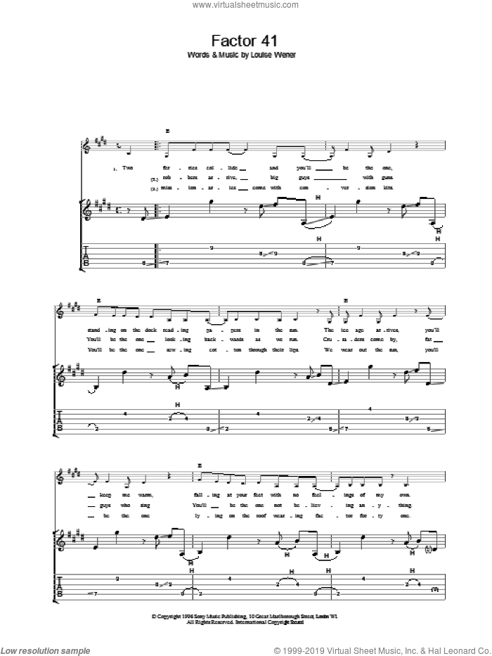 Factor 41 sheet music for guitar (tablature) by Sleeper, intermediate skill level