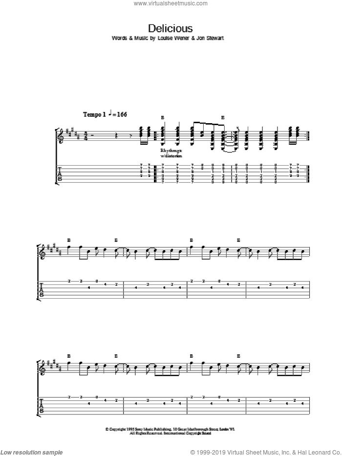 Delicious sheet music for guitar (tablature) by Sleeper, intermediate skill level