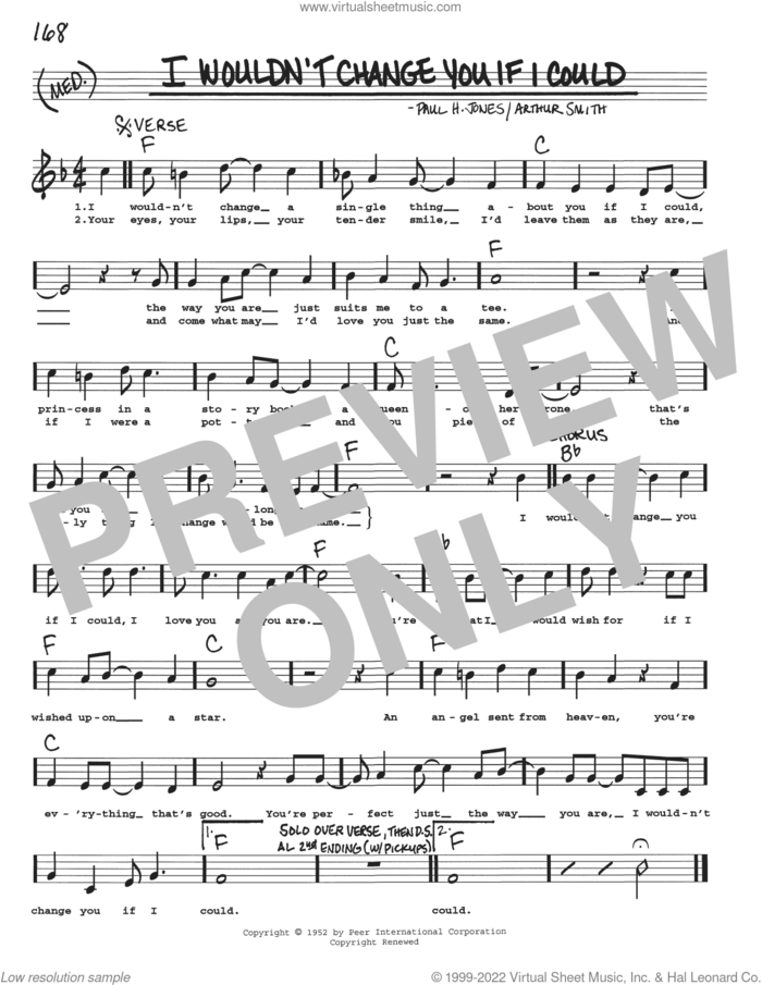 I Wouldn't Change You If I Could sheet music for voice and other instruments (real book with lyrics) by Ricky Skaggs, Arthur Smith and Paul H. Jones, intermediate skill level
