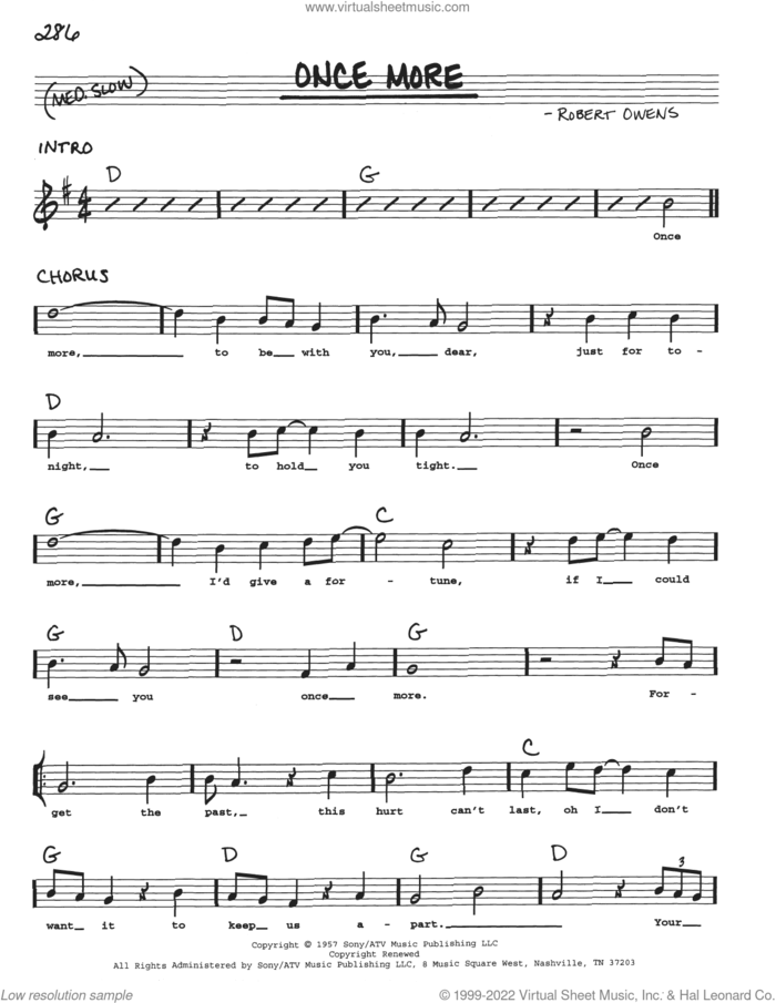 Once More sheet music for voice and other instruments (real book with lyrics) by Robert Owens, intermediate skill level
