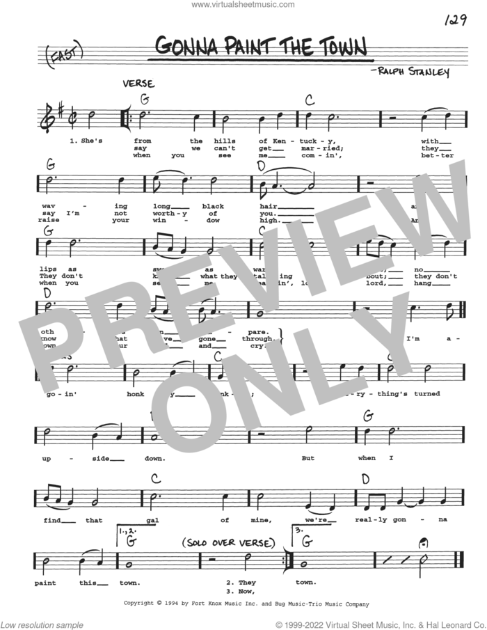 Gonna Paint The Town sheet music for voice and other instruments (real book with lyrics) by Ralph Stanley, intermediate skill level