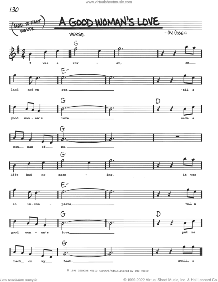 A Good Woman's Love sheet music for voice and other instruments (real book with lyrics) by Cy Coben, intermediate skill level
