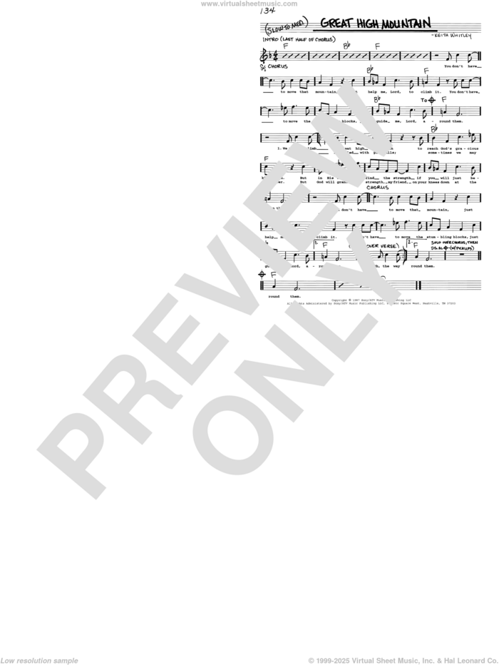 Great High Mountain sheet music for voice and other instruments (real book with lyrics) by Jack White and Ralph Stanley, intermediate skill level