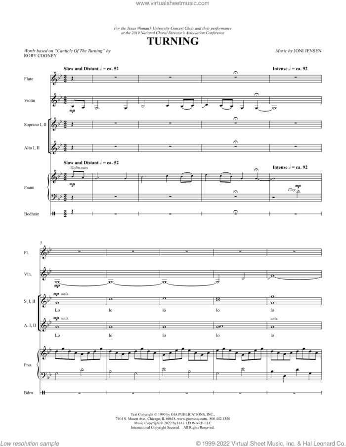 Turning (arr. Joni Jensen) (COMPLETE) sheet music for orchestra/band by Irish Folk Song, Joni Jensen and Rory Cooney, intermediate skill level