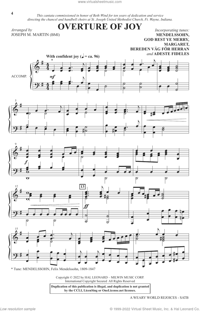 A Weary World Rejoices (A Chamber Cantata For Christmas) sheet music for choir (SATB: soprano, alto, tenor, bass) by Joseph M. Martin, intermediate skill level